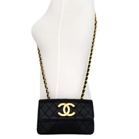 CHANEL 24K Vintage Single Flap Bag Large Coco Quilted Chain Shoulder Bag Purse - Picture 5 of 16